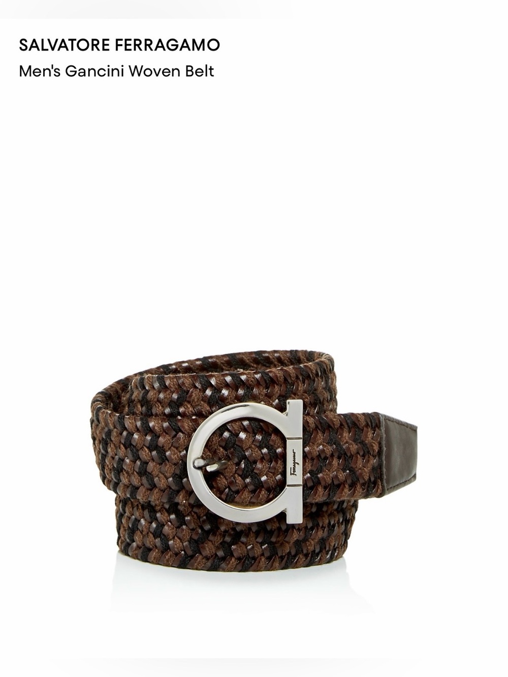 NWOT Salvatore Ferragamo Men's Gancini Woven Belt